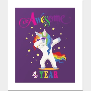 4th Birthday Unicorn Posters and Art